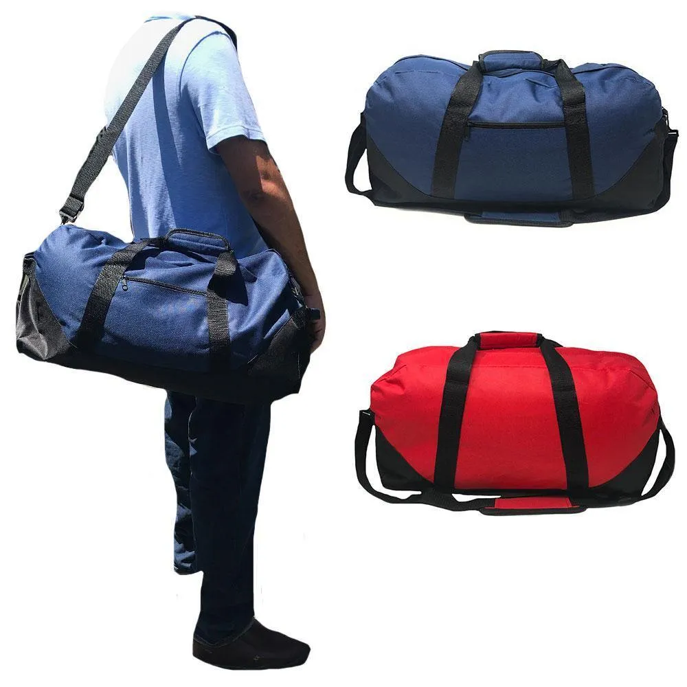 1 Dozen Lot Large 21inch Duffle Bags Two Tone Work Travel Sports Gym Carry-On Luggage Wholesale Bulk