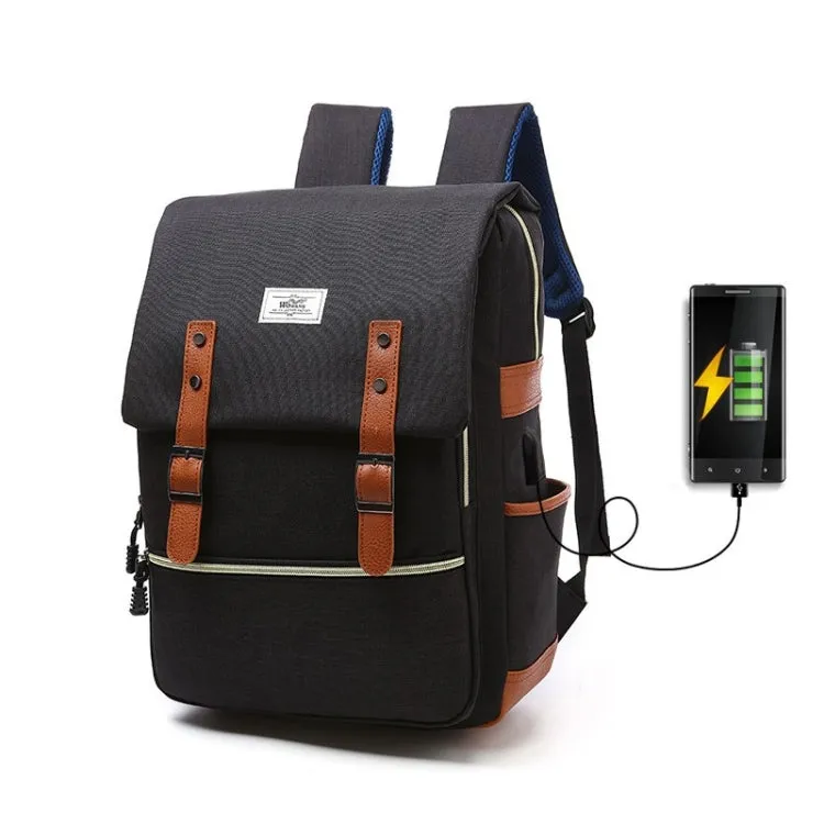 203 Outdoor Travel Shoulders Bag Computer Backpack with External USB Charging Port(Black)