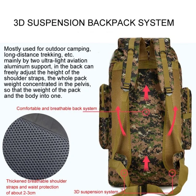 56-75L Large Capacity Travel Hiking Bag Waterproof and Scratch-resistant Backpack(Jungle Camouflage)