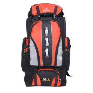 90L 10L  Multifunctional Outdoor Large Capacity Waterproof Nylon Hiking Bag(Orange)