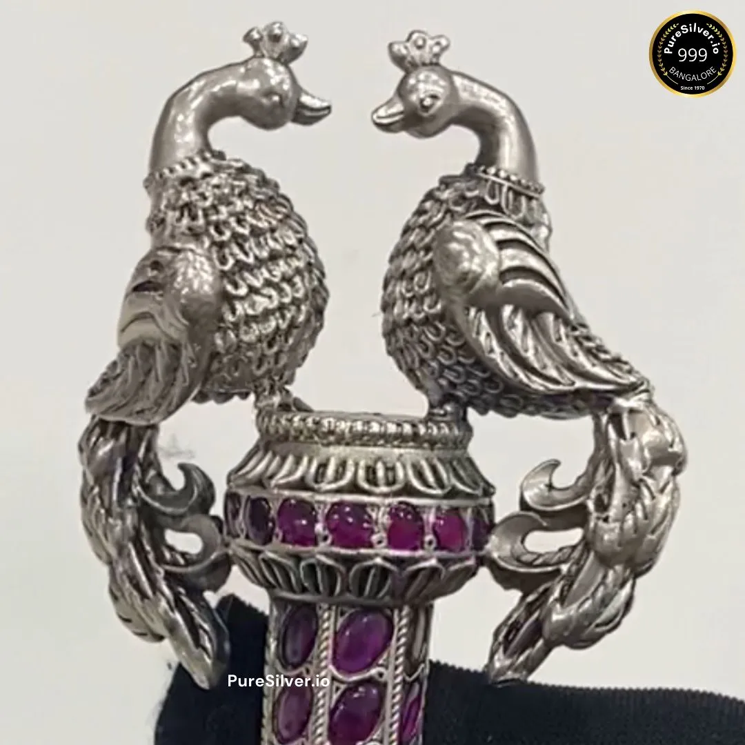 925 Luxury Pure Silver Mayura Peacock Bell