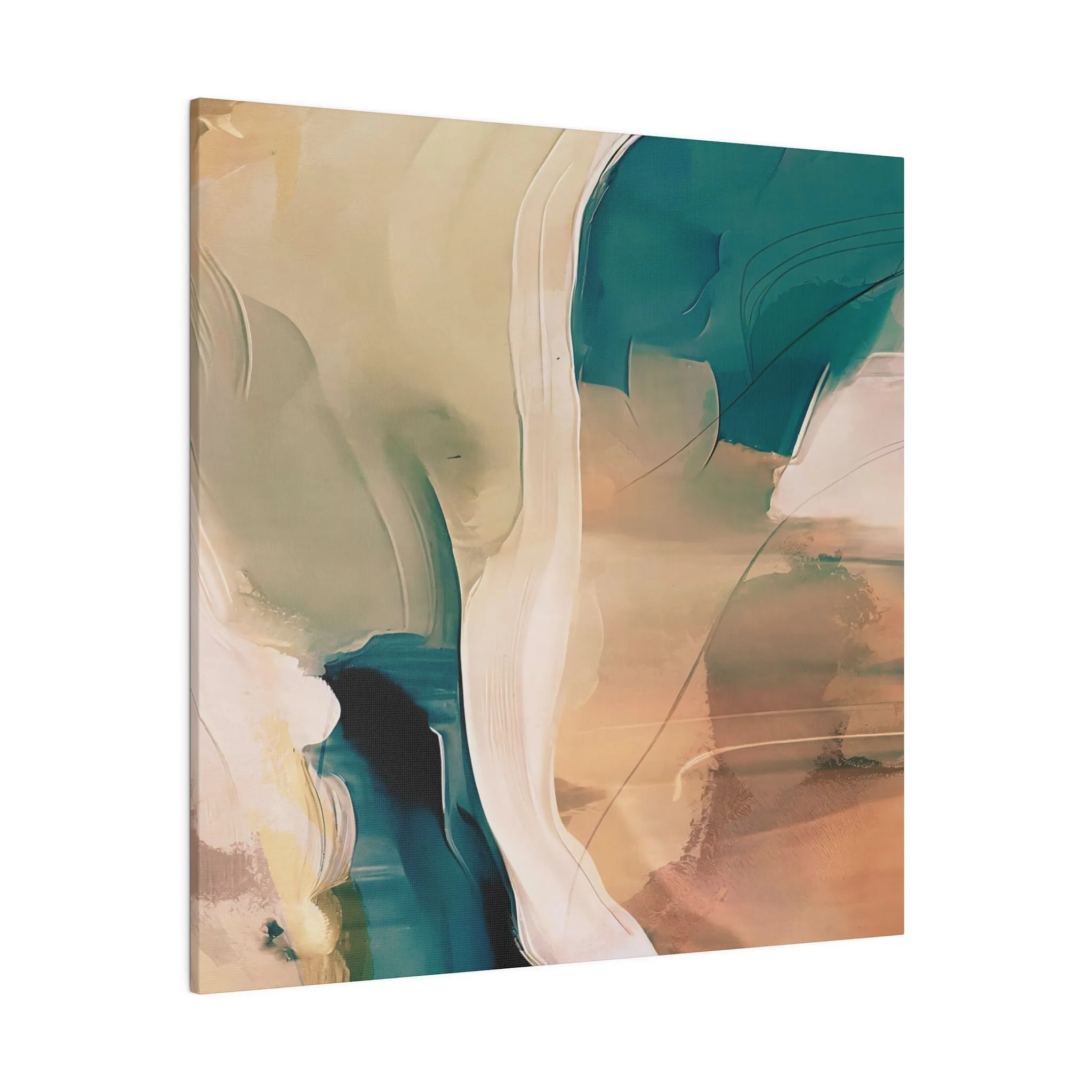 Abstract Artwork | Canvas Wall Art | Earthy Beige Teal