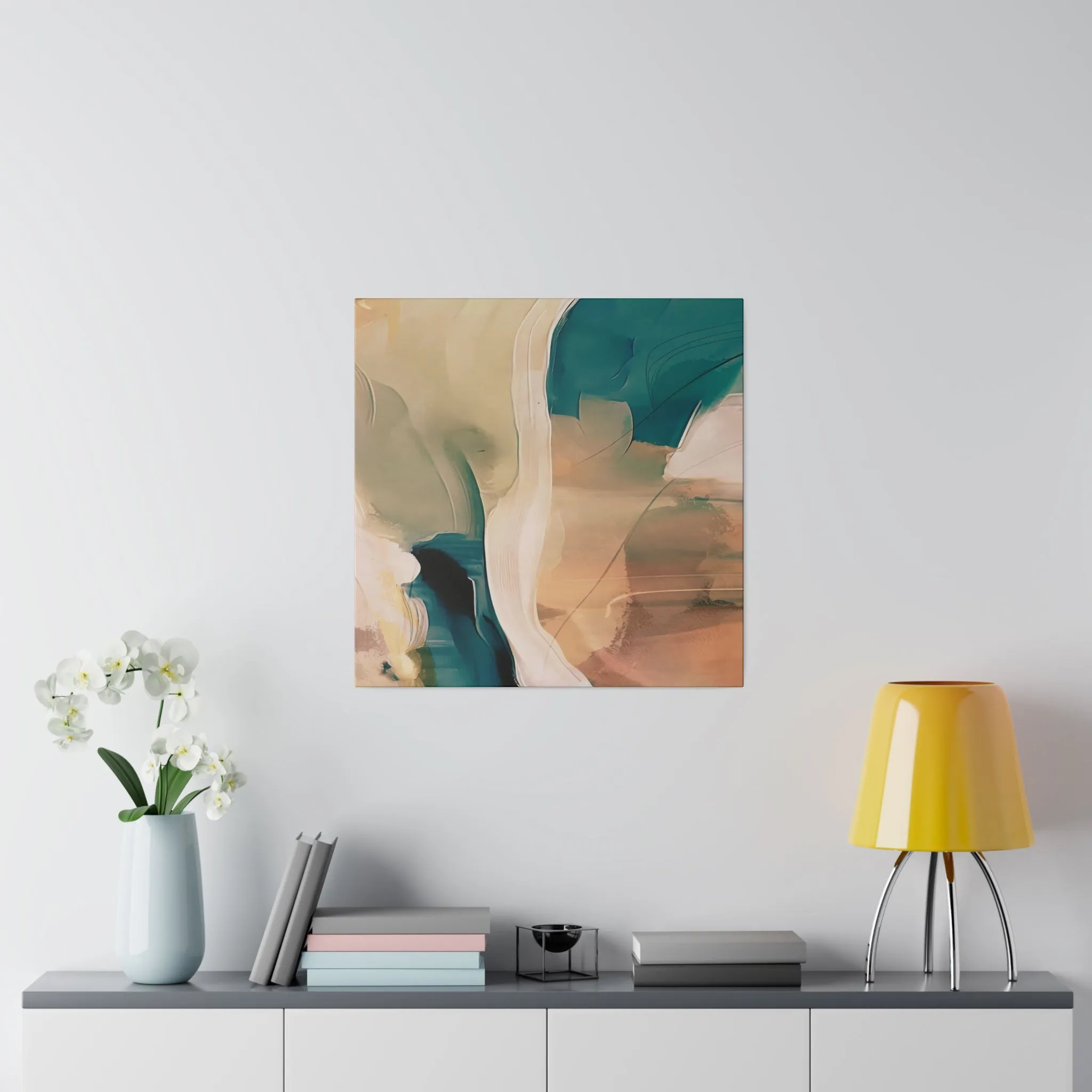 Abstract Artwork | Canvas Wall Art | Earthy Beige Teal