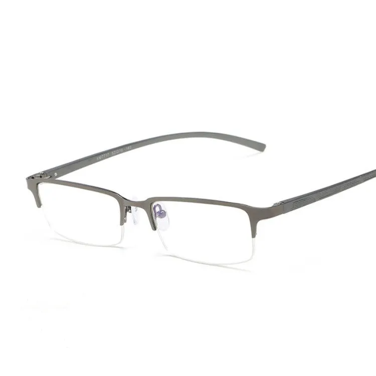 Anti Blu-ray Business Eye Glasses for Men Metal Frame Plain Glass Spectacles(Gun Frame)