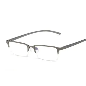 Anti Blu-ray Business Eye Glasses for Men Metal Frame Plain Glass Spectacles(Gun Frame)