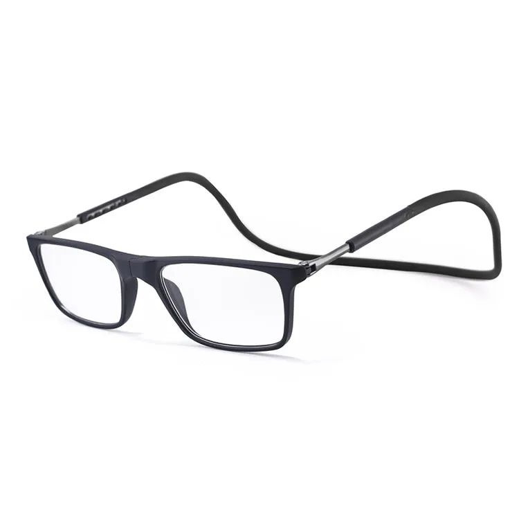 Anti Blue-ray Adjustable Neckband Magnetic Connecting Presbyopic Glasses,  4.00D(Black)