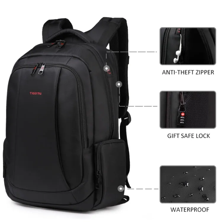 Anti-theft Nylon Laptop Backpacks School Fashion Travel Male Casual Schoolbag 15.6 inch(Black with USB Port)