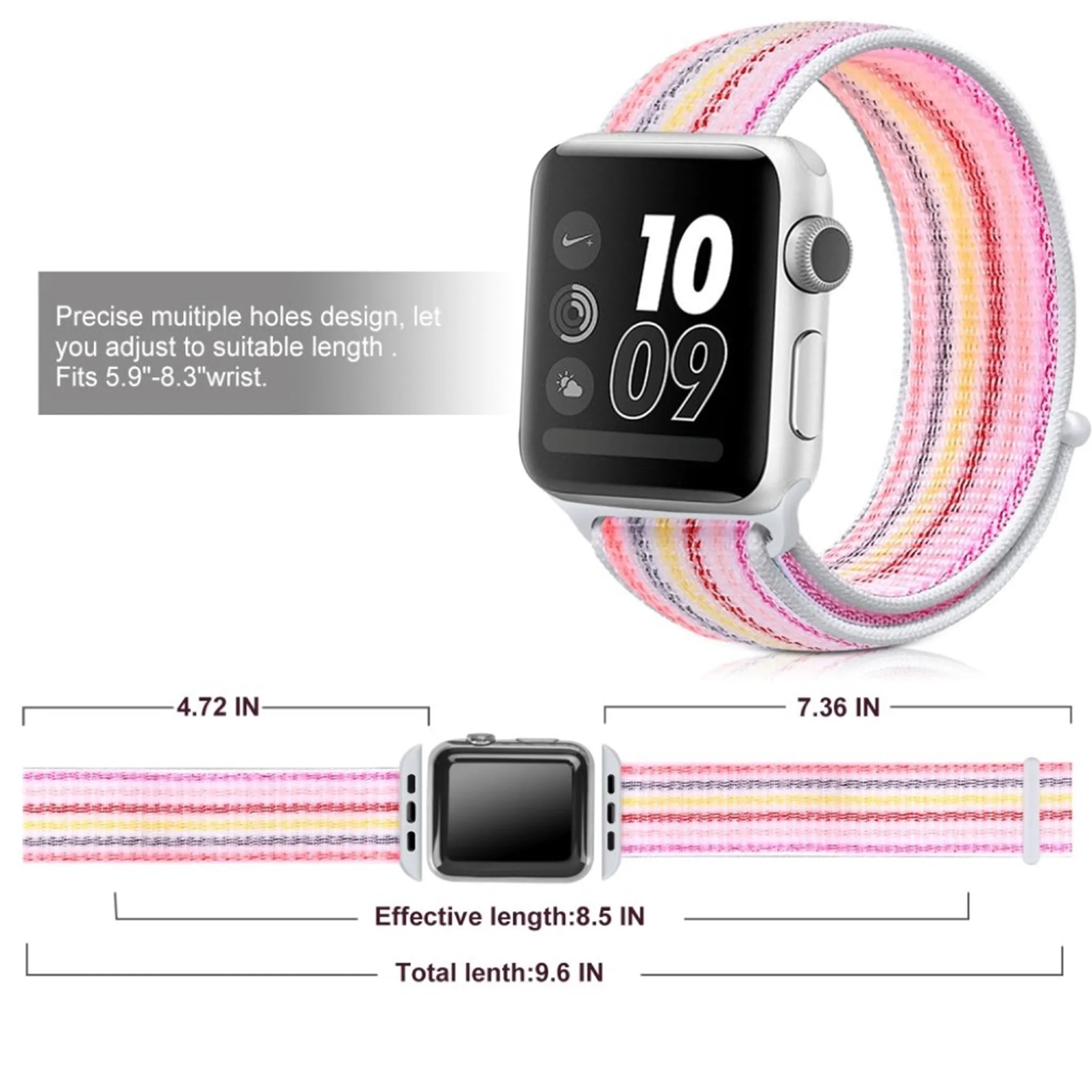 Apple Watch Series 5 40mm waterproof nylon watch band - Pinstripe Pink