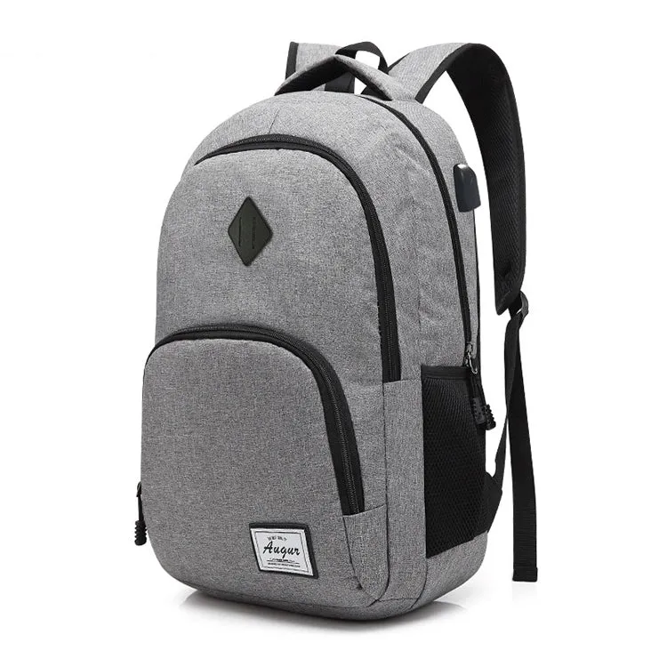 AUGUR 966 Retro Casual Oxford Cloth Backpack Shoulders Laptop Bag(Grey)