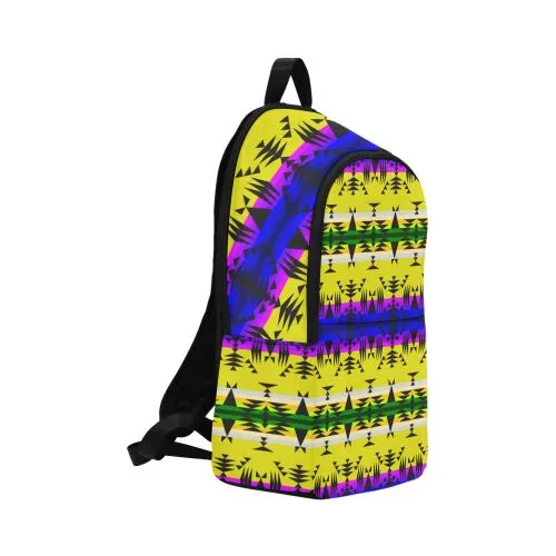 Between the Mountains Greasy Yellow Fabric Backpack for Adult