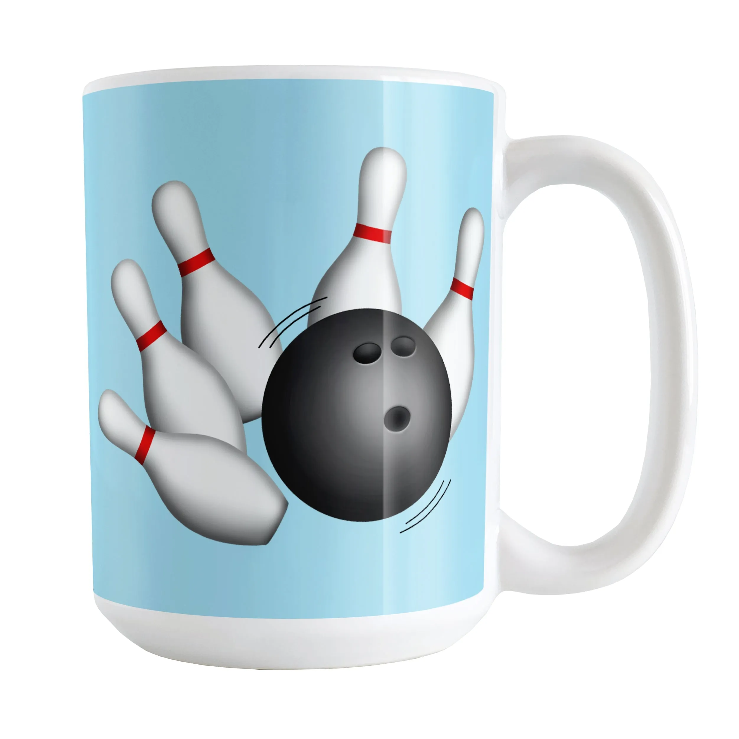 Bowling Ball and Pins Blue Bowling Mug