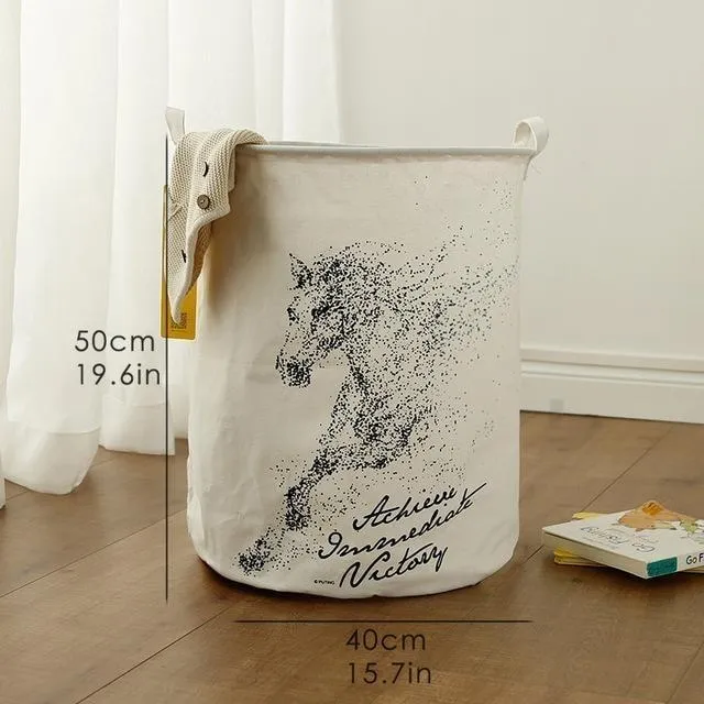 Cotton and linen storage bucket fabric waterproof folding hamper home debris toys storage basket