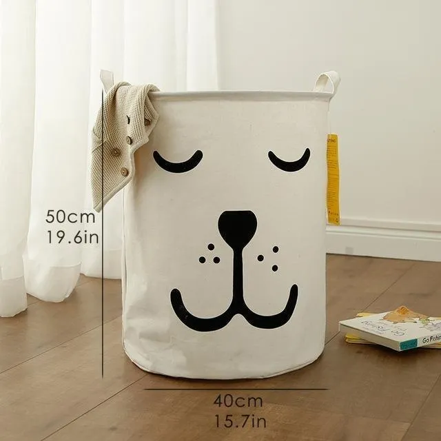 Cotton and linen storage bucket fabric waterproof folding hamper home debris toys storage basket