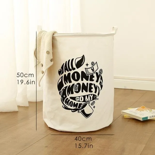 Cotton and linen storage bucket fabric waterproof folding hamper home debris toys storage basket