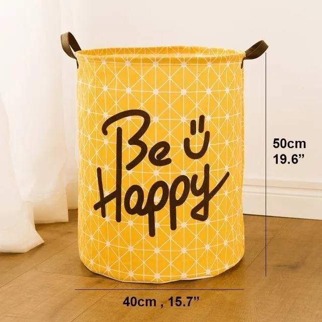 Cotton and linen storage bucket fabric waterproof folding hamper home debris toys storage basket