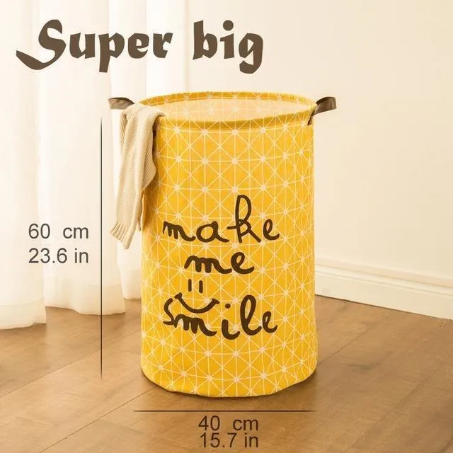 Cotton and linen storage bucket fabric waterproof folding hamper home debris toys storage basket