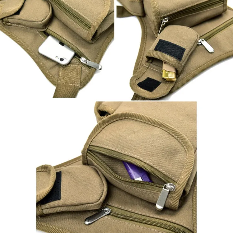 Cycling Canvas Waist Bag Outdoor Multi-Functional Leg Bag Casual Sports Waist Bag(Army Green)