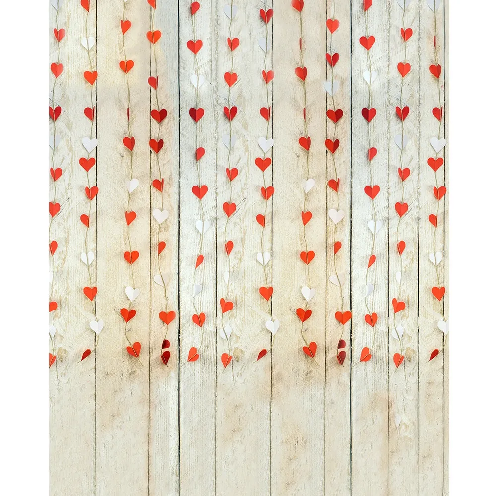 Dangling Heart Planks Printed Backdrop