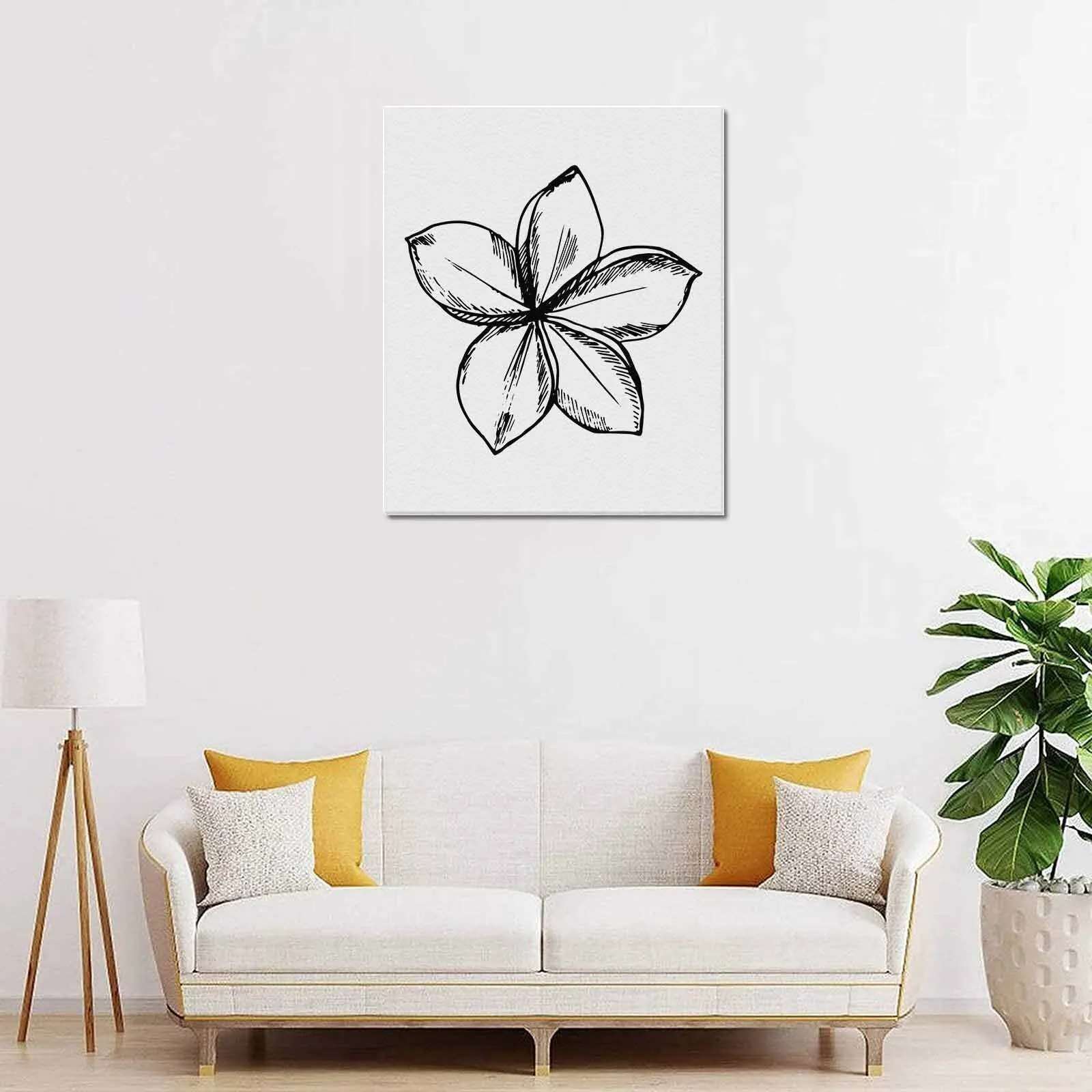 Decorative Wall Art / Black and White Canvas Floral Print