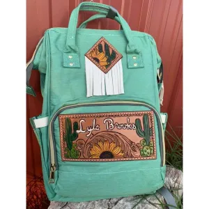 Diaper backpack with Custom patches & Fringe on upper patch