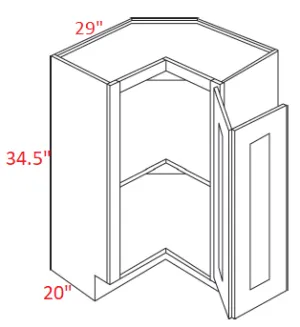 EB02-BSQC33 Elegant Smokey Gray Assembled 33" Easy Reach Corner Cabinet