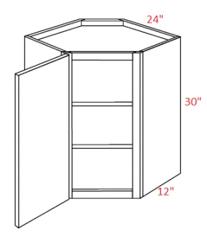 EB02-CW2430 Elegant Smokey Gray Assembled 24x30 Wall Diagonal Corner Cabinet