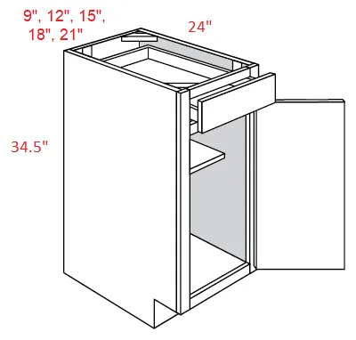 EB22-B9 Elegant Dove Assembled 9" Base Cabinet