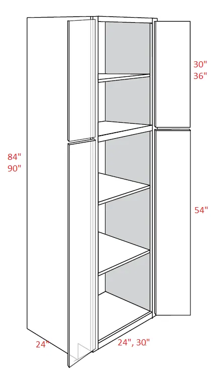 EB22-UC2424X84 Elegant Dove Assembled 24x84 Pantry Cabinet