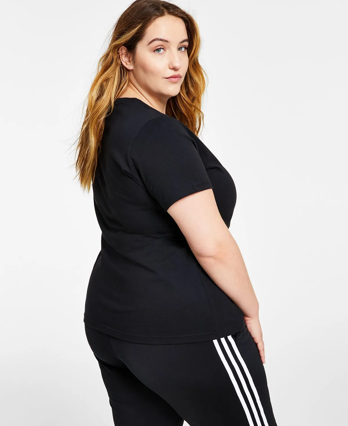 essentials xs-4x adidas Women's Cotton Logo T-Shirt Black/White