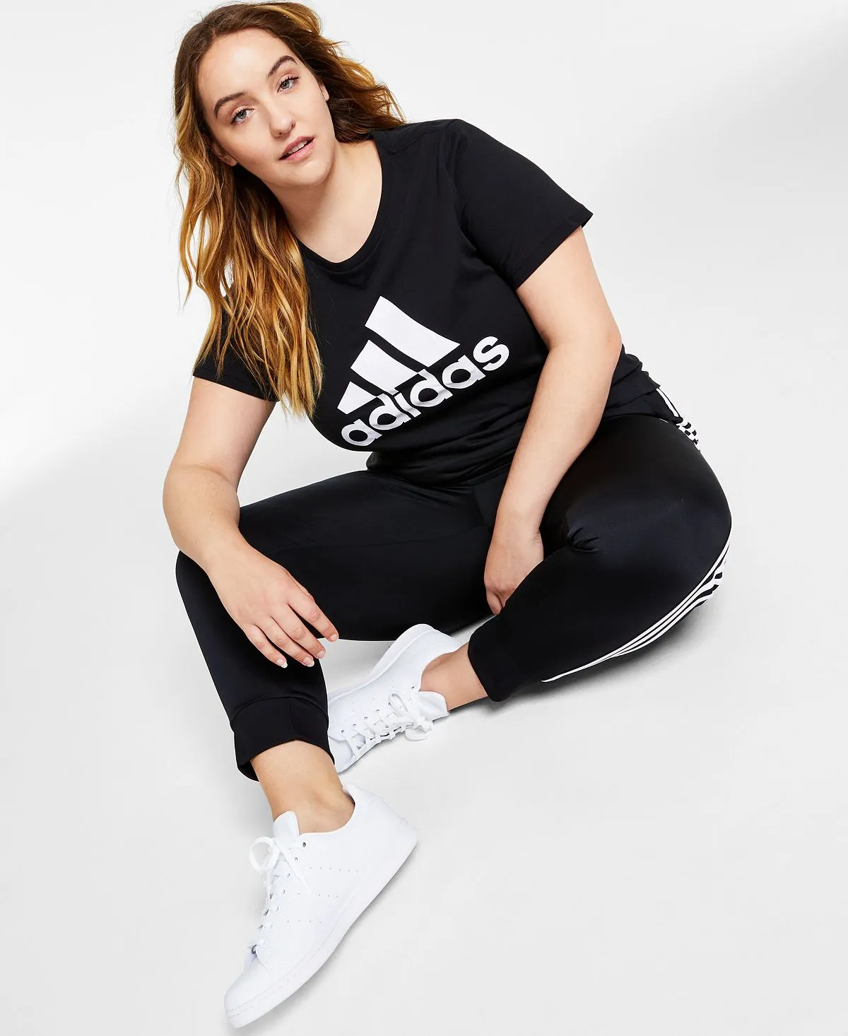 essentials xs-4x adidas Women's Cotton Logo T-Shirt Black/White