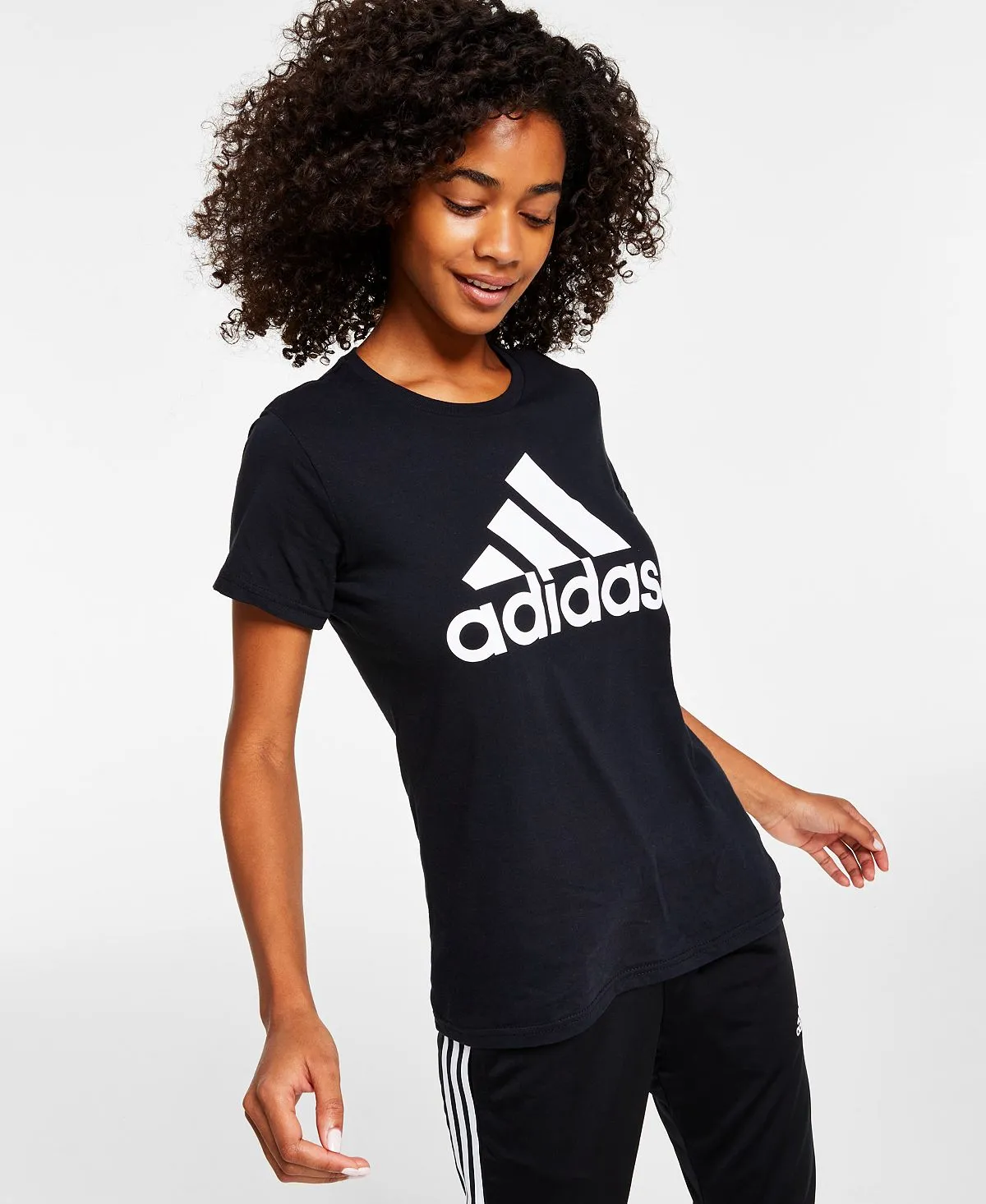 essentials xs-4x adidas Women's Cotton Logo T-Shirt Black/White