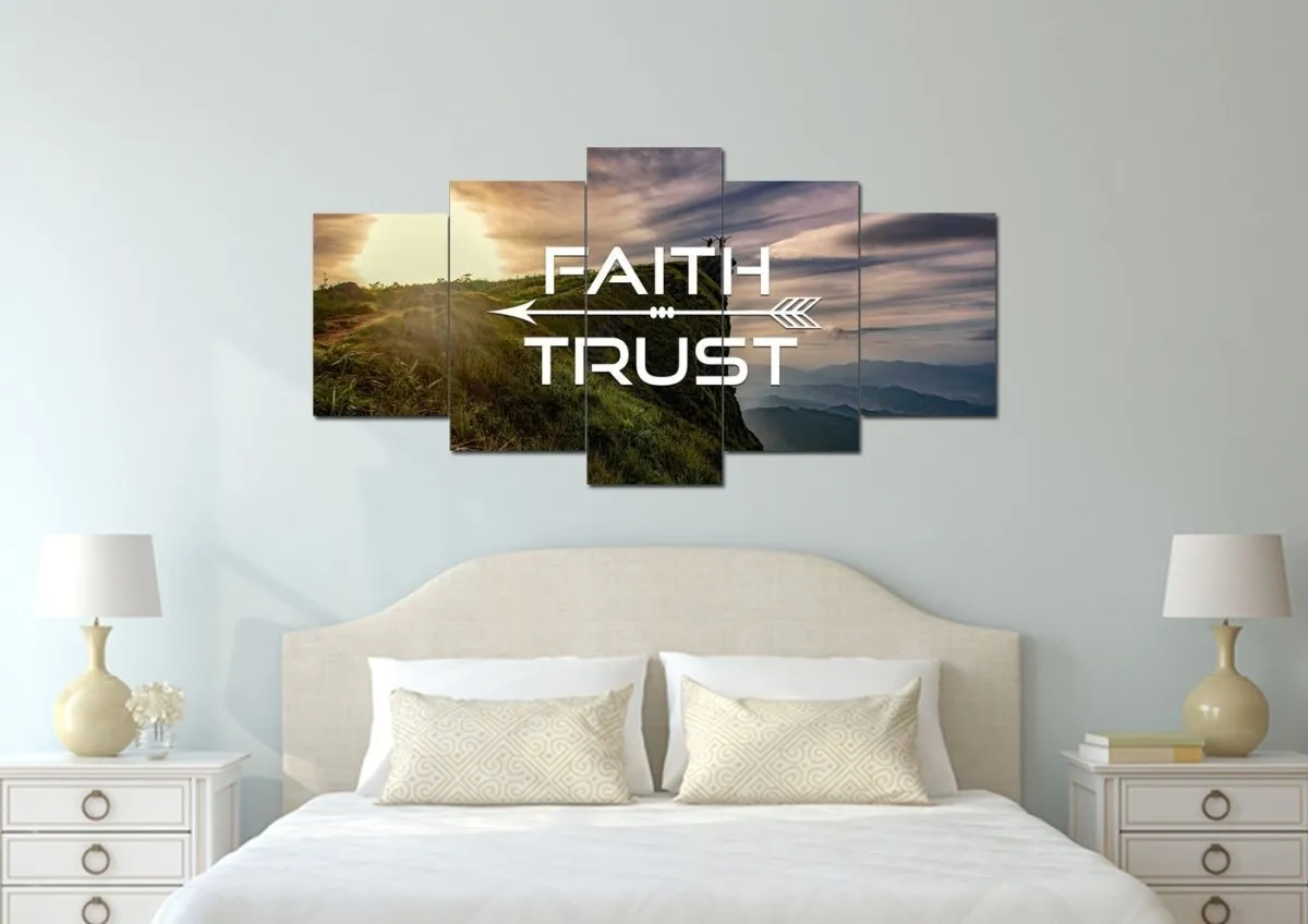 Faith Trust Christian Quotes Wall Art Canvas - Christian Canvas Wall Art