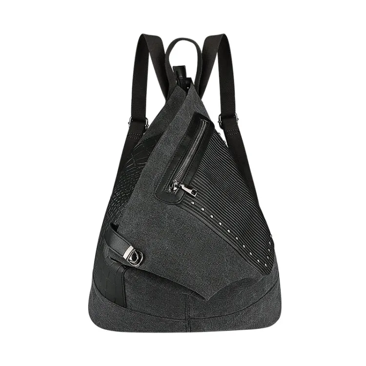 FB01 Irregular Canvas Backpack(Black)