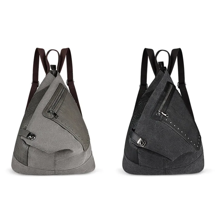 FB01 Irregular Canvas Backpack(Black)