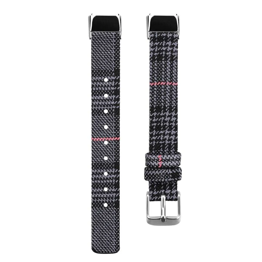 Fitbit Luxe canvas watch strap - Black / Grey Splicing / Size: S