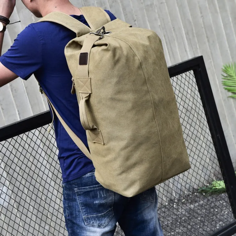 FM308 Large Capacity Outdoor Travel Man Canvas Double Shoulder Backpack Student Schoolbag, Specification: Large Green