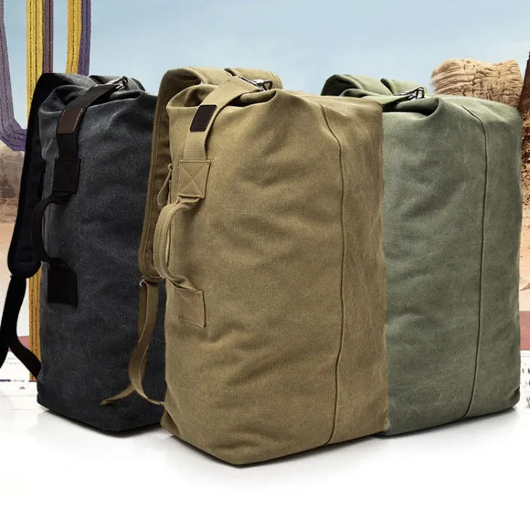 FM308 Large Capacity Outdoor Travel Man Canvas Double Shoulder Backpack Student Schoolbag, Specification: Large Green