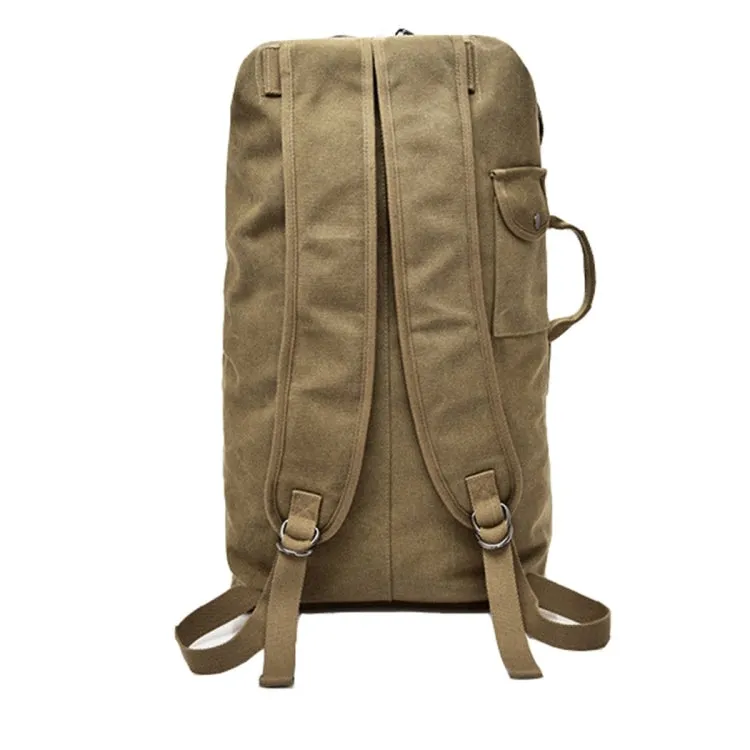 FM308 Large Capacity Outdoor Travel Man Canvas Double Shoulder Backpack Student Schoolbag, Specification: Large Khaki