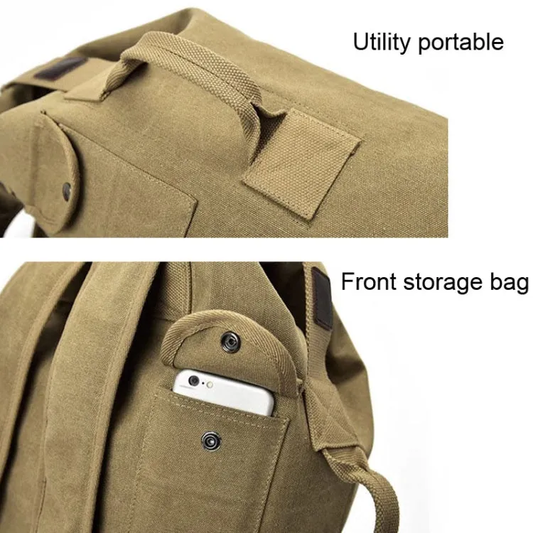 FM308 Large Capacity Outdoor Travel Man Canvas Double Shoulder Backpack Student Schoolbag, Specification: Large Khaki