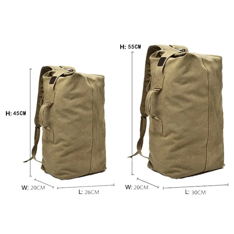 FM308 Large Capacity Outdoor Travel Man Canvas Double Shoulder Backpack Student Schoolbag, Specification: Small Green