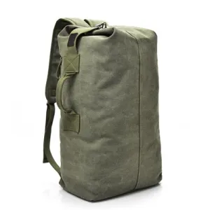 FM308 Large Capacity Outdoor Travel Man Canvas Double Shoulder Backpack Student Schoolbag, Specification: Small Green