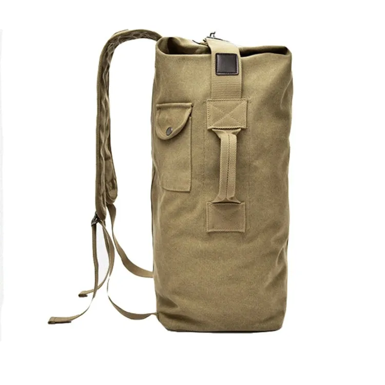 FM308 Large Capacity Outdoor Travel Man Canvas Double Shoulder Backpack Student Schoolbag, Specification: Small Green