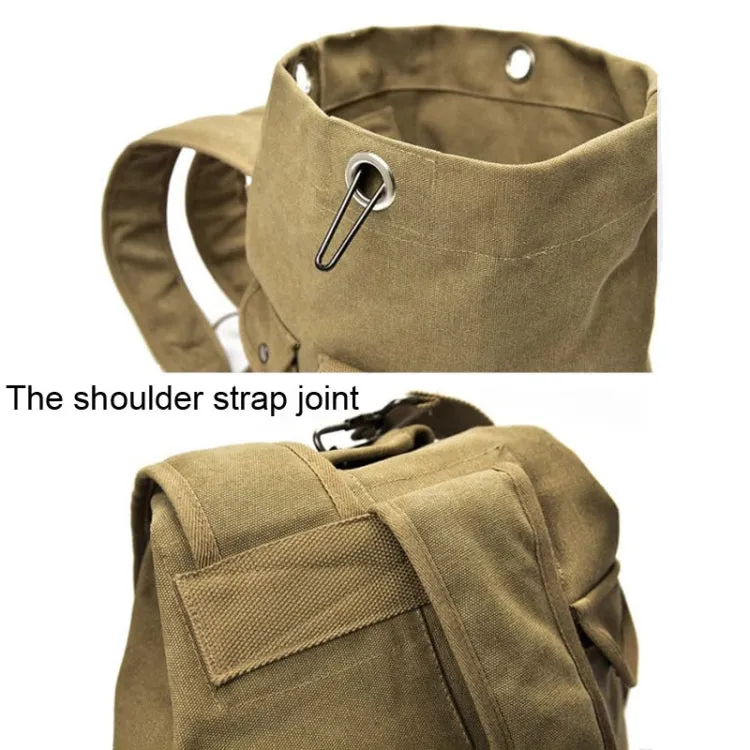 FM308 Large Capacity Outdoor Travel Man Canvas Double Shoulder Backpack Student Schoolbag, Specification: Small Khaki