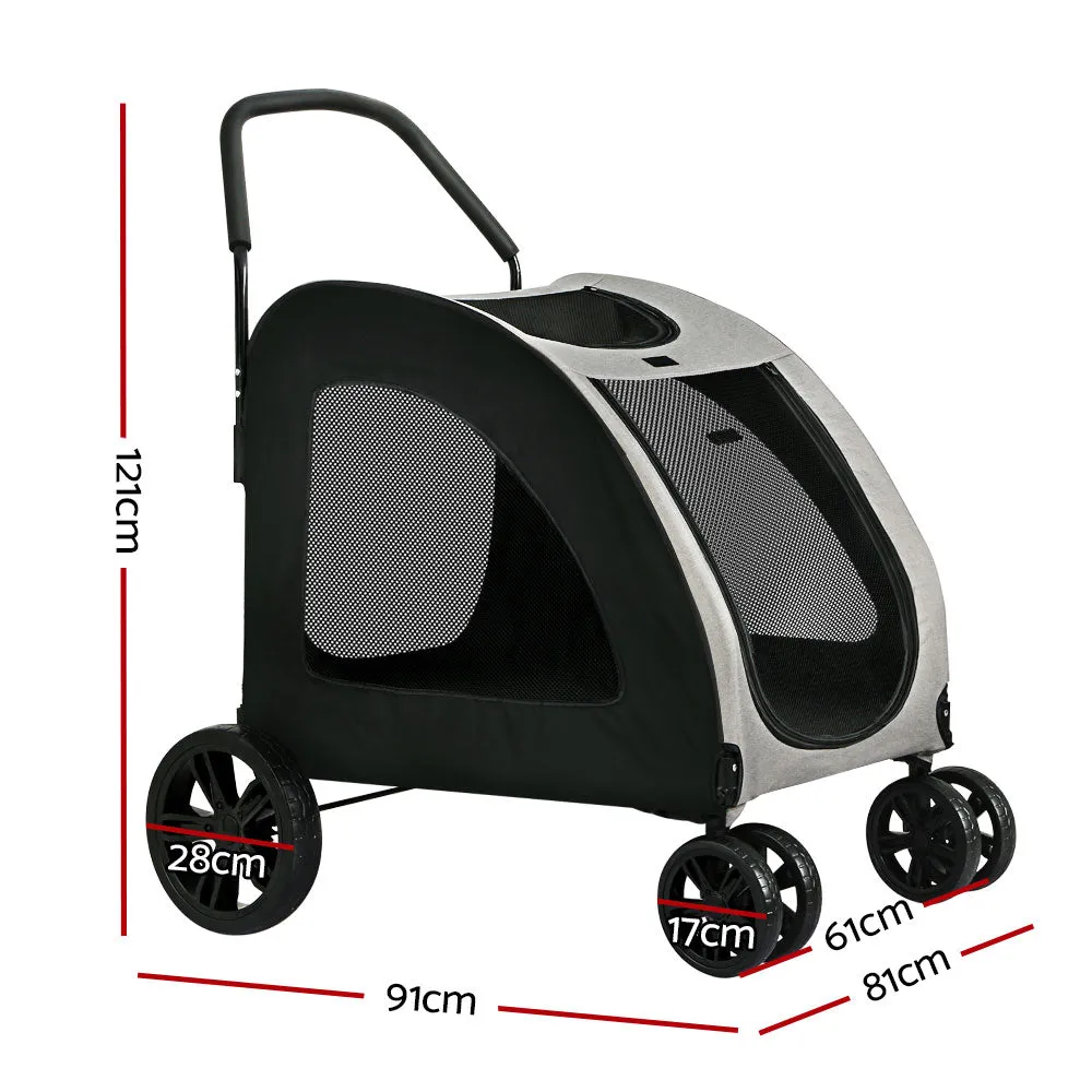 Foldable Pet Stroller 4 Wheels, Large, Mesh, i.Pet