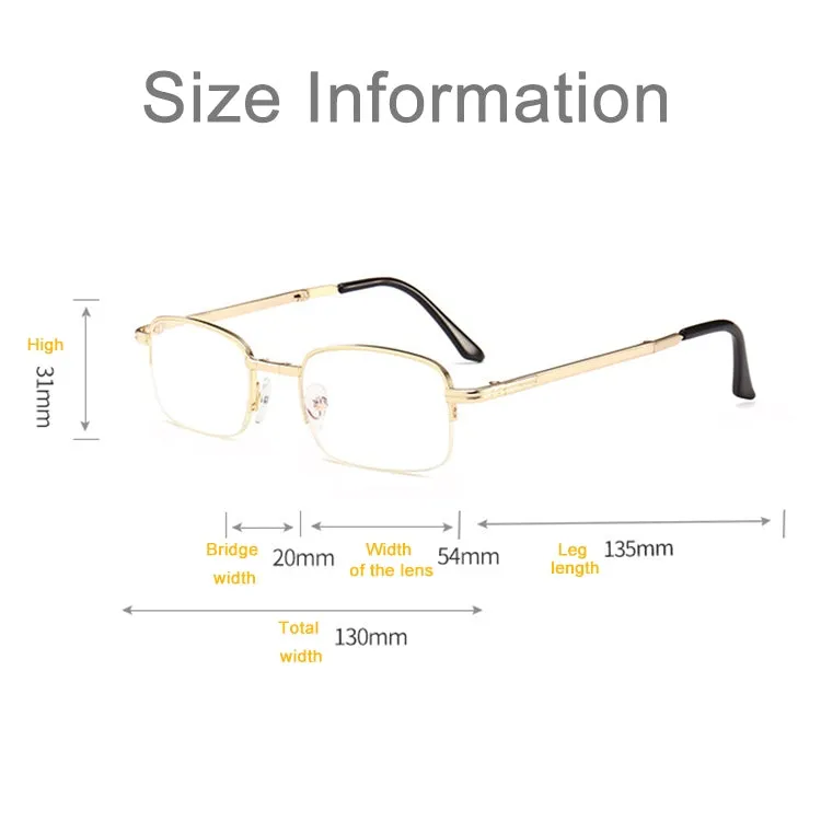 Folding Anti Blue-ray Presbyopic Reading Glasses with Case & Cleaning Cloth,  3.50D(Gold)