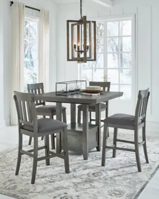 Hallanden Counter Height Dining Table and 4 Barstools with Storage