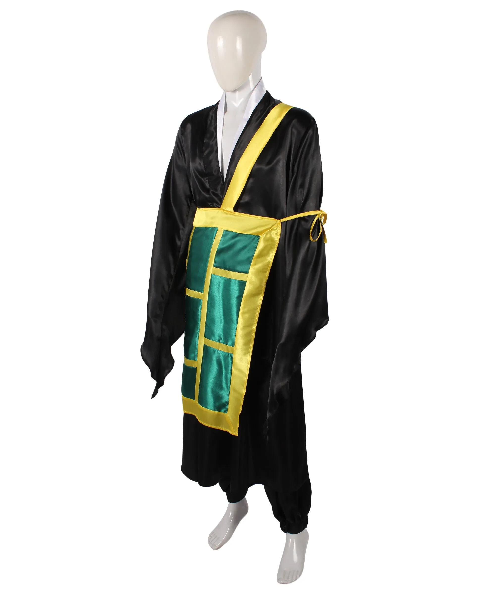 HPO Adult Men's Fantasy Anime Character Black Kimono Costume I Suitable for Halloween I Flame-retardant Synthetic Fabric