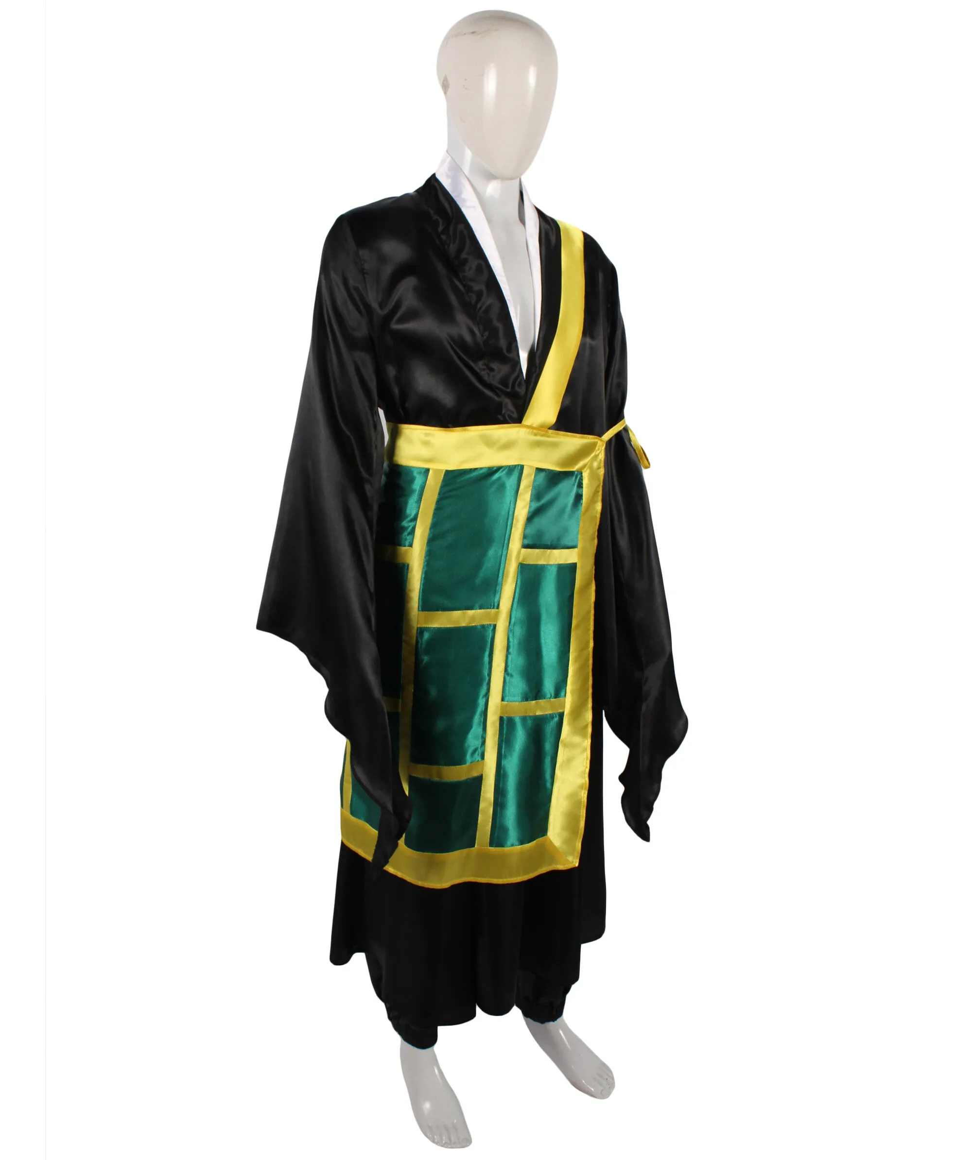 HPO Adult Men's Fantasy Anime Character Black Kimono Costume I Suitable for Halloween I Flame-retardant Synthetic Fabric