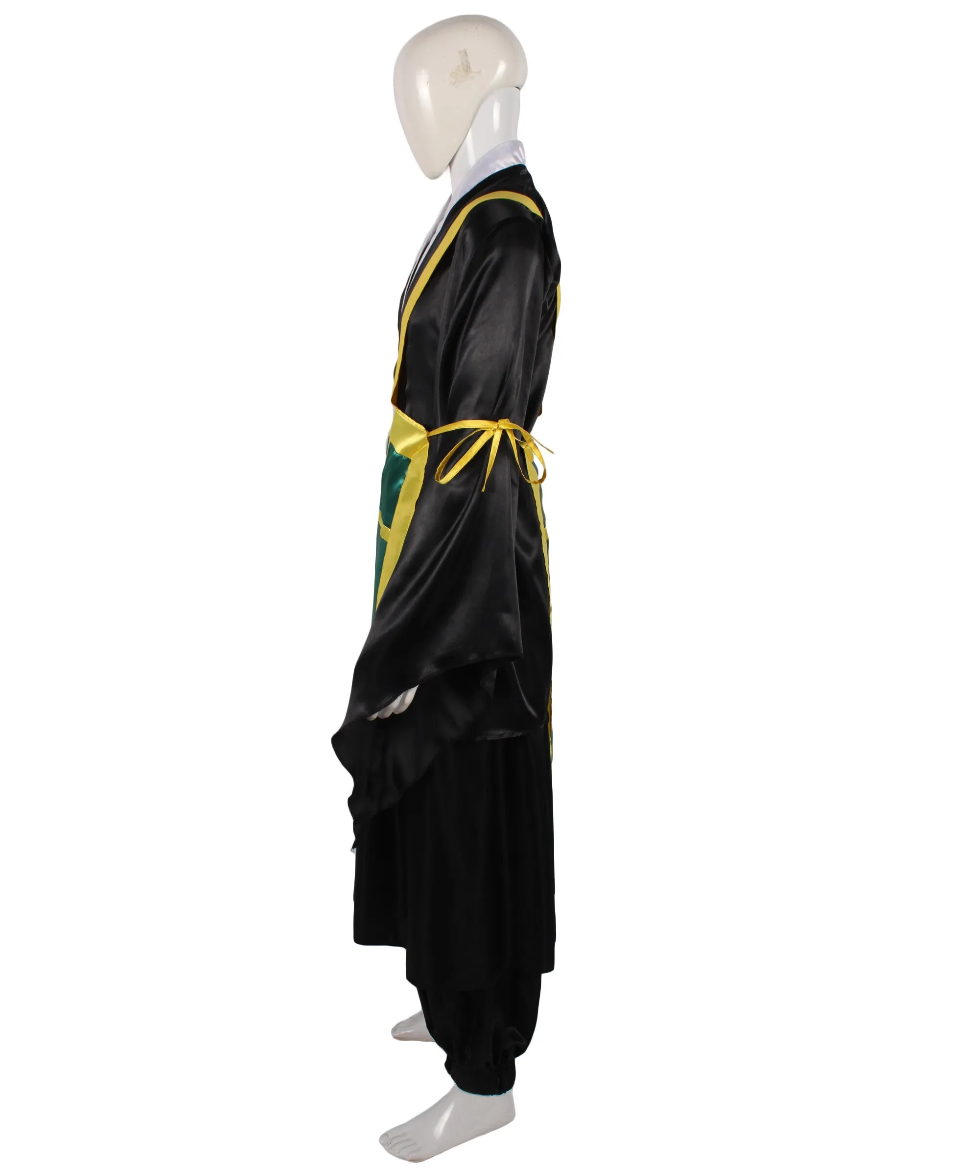 HPO Adult Men's Fantasy Anime Character Black Kimono Costume I Suitable for Halloween I Flame-retardant Synthetic Fabric