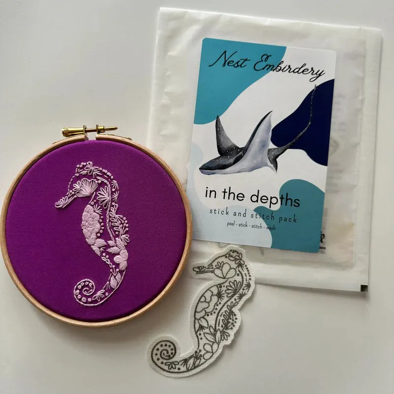 In The Depths Stick & Stitch Embroidery Pack | Nest Embirdery